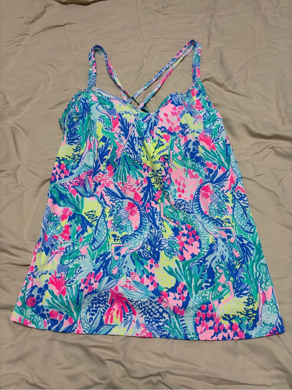 Lilly Pulitzer Neon Coral Reef Tankini Coverup - Pink Blue Green